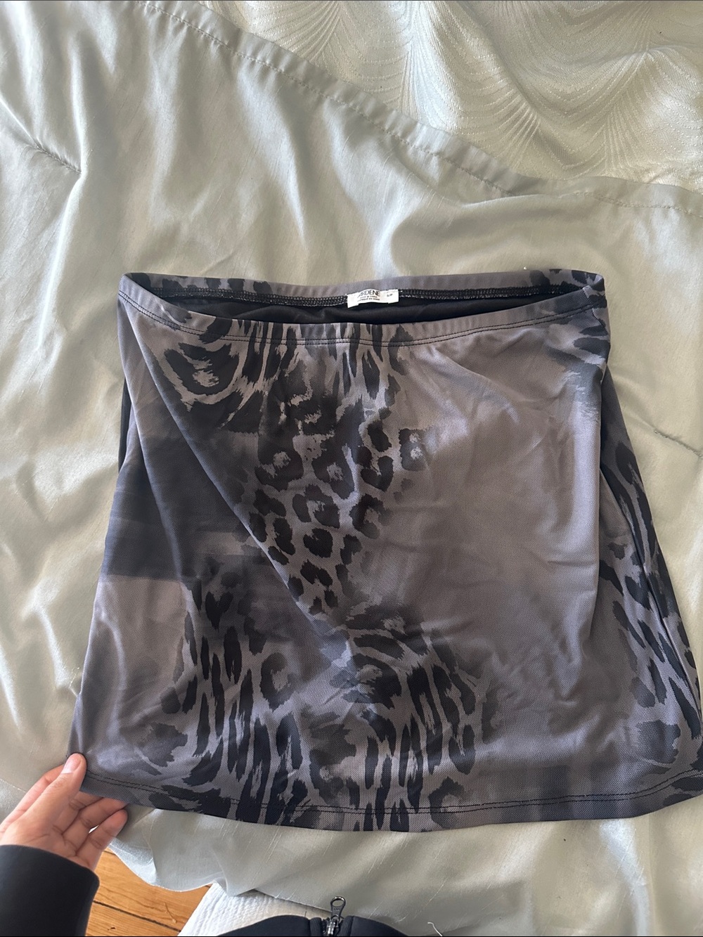 Ardene Black and Gray Animal Print Mini Skirt